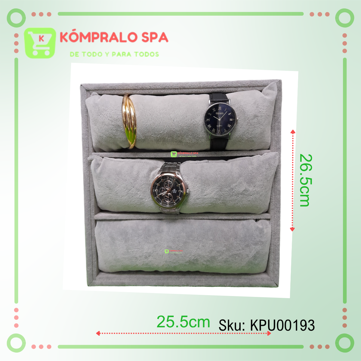 74 Exhibidor Pulseras Relojes Terciopelo Gris Rectangular - Imagen 3