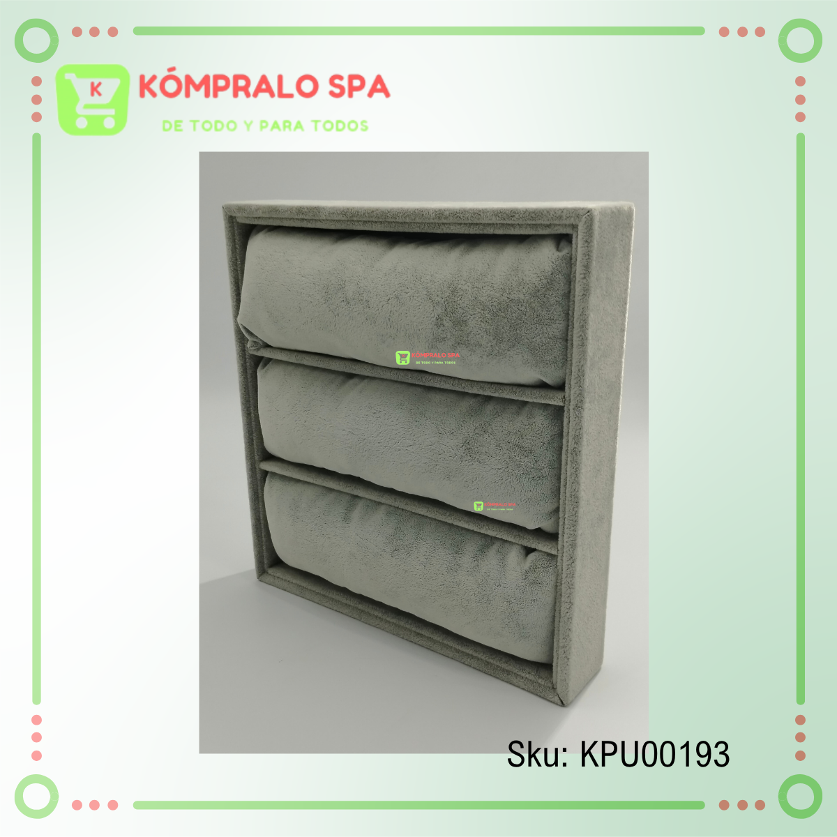 80 Exhibidor Pulseras Relojes Terciopelo Gris Rectangular - Imagen 8