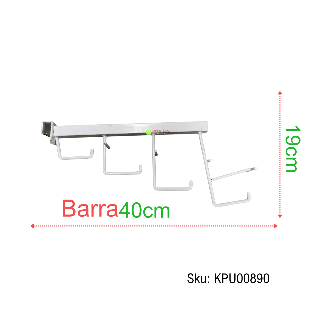84 Gancho Para Barra 4 Niveles Con Base Para Porta Precio Blanco 40cm - Imagen 1