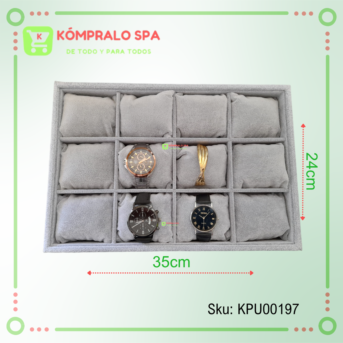89 Exhibidor De Pulseras Relojes Rectangular Gris Sin Tapa Gris - Imagen 4