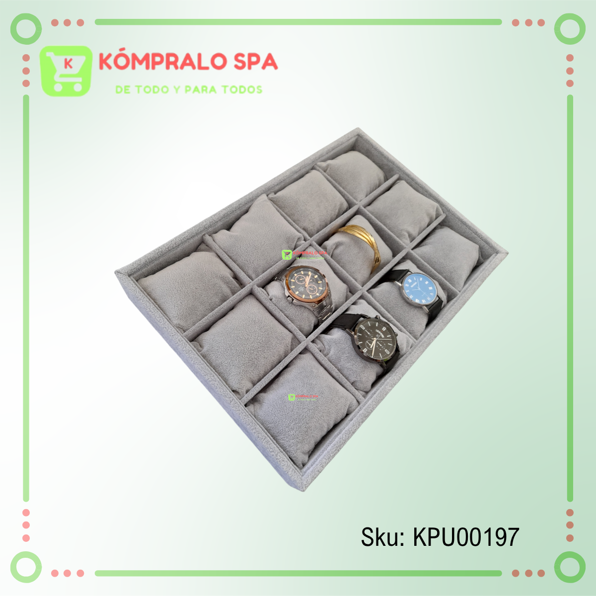 90 Exhibidor De Pulseras Relojes Rectangular Gris Sin Tapa Gris - Imagen 2