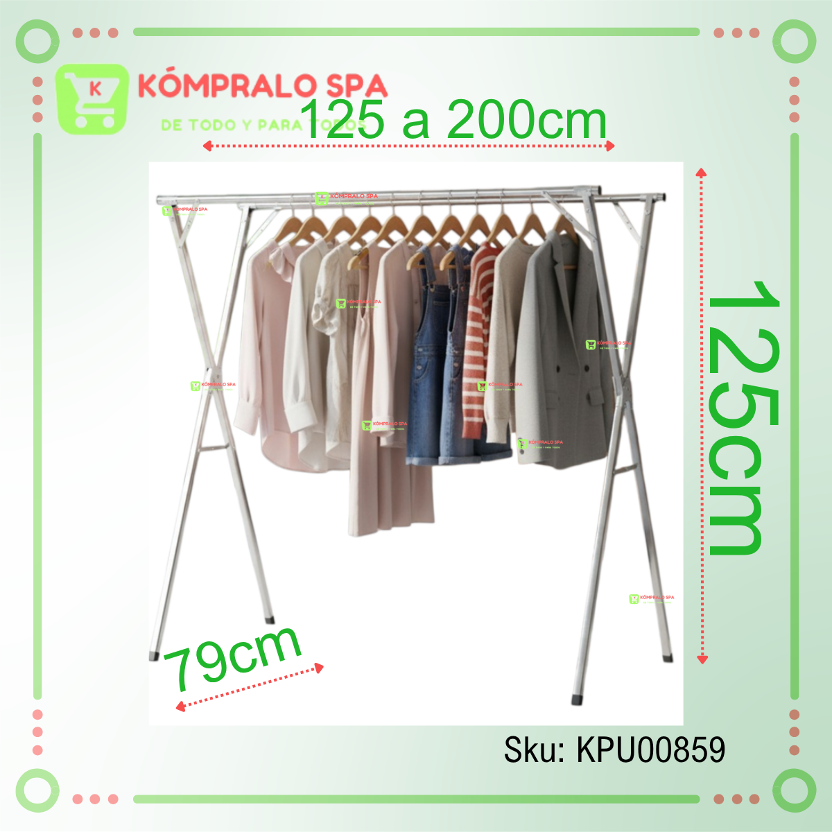 249 Perchero Plegable Extensible Sin Ruedas En X 125Cm - Imagen 3