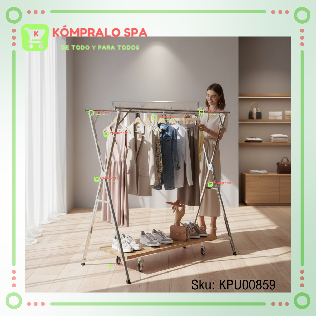 257 Perchero Plegable Extensible Sin Ruedas En X 125Cm - Imagen 4