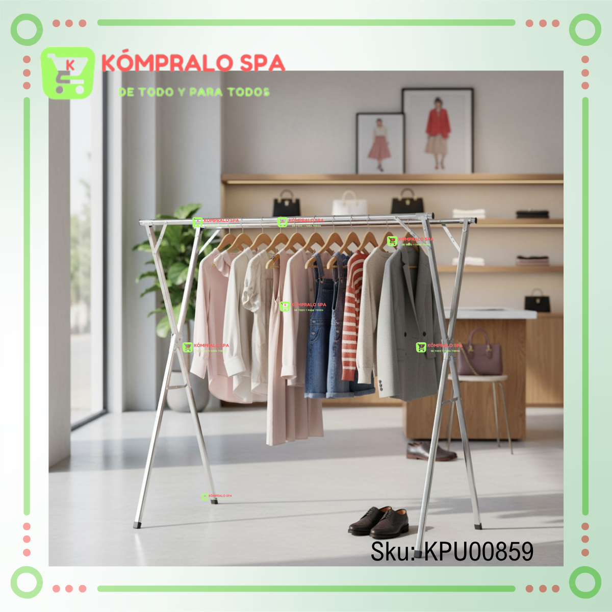 259 Perchero Plegable Extensible Sin Ruedas En X 125Cm - Imagen 2