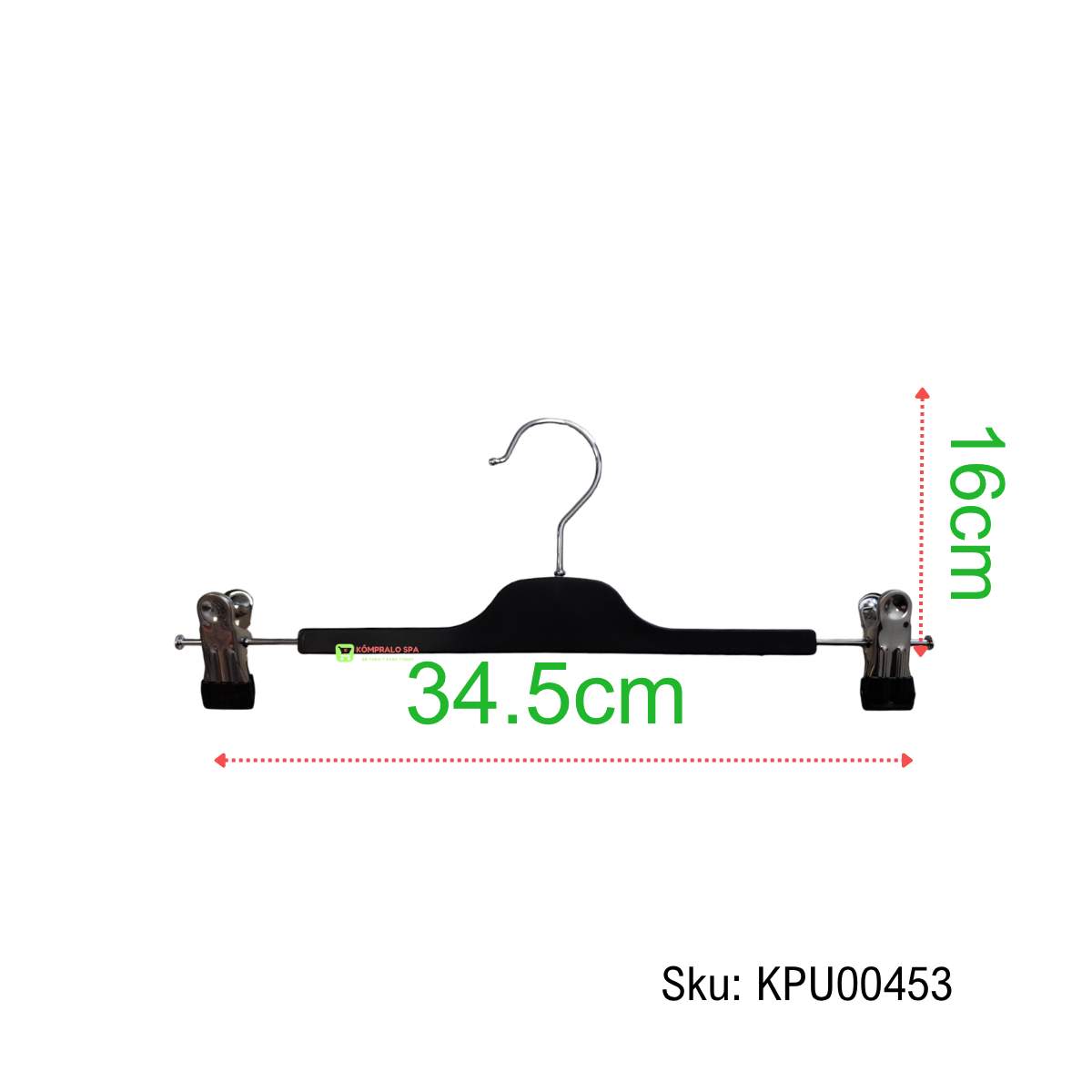 368 Colgador Plásticos Firme Negro Para Pantalón 34.5cm - Imagen 1