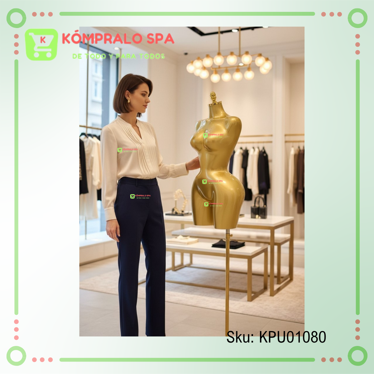 109 Torso Plastico Dorado Buchona Caderona Con Pedestal Dorado HT - Imagen 6